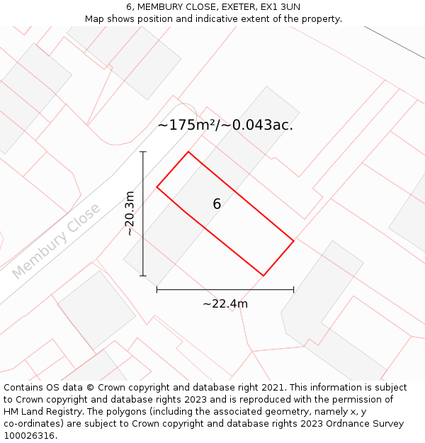 6, MEMBURY CLOSE, EXETER, EX1 3UN: Plot and title map