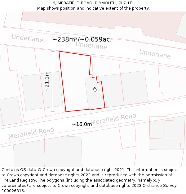 6, MERAFIELD ROAD, PLYMOUTH, PL7 1TL: Plot and title map