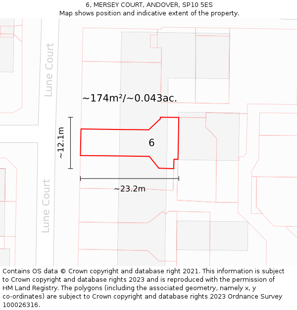 6, MERSEY COURT, ANDOVER, SP10 5ES: Plot and title map