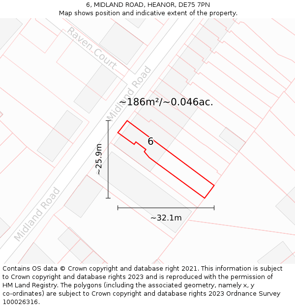 6, MIDLAND ROAD, HEANOR, DE75 7PN: Plot and title map