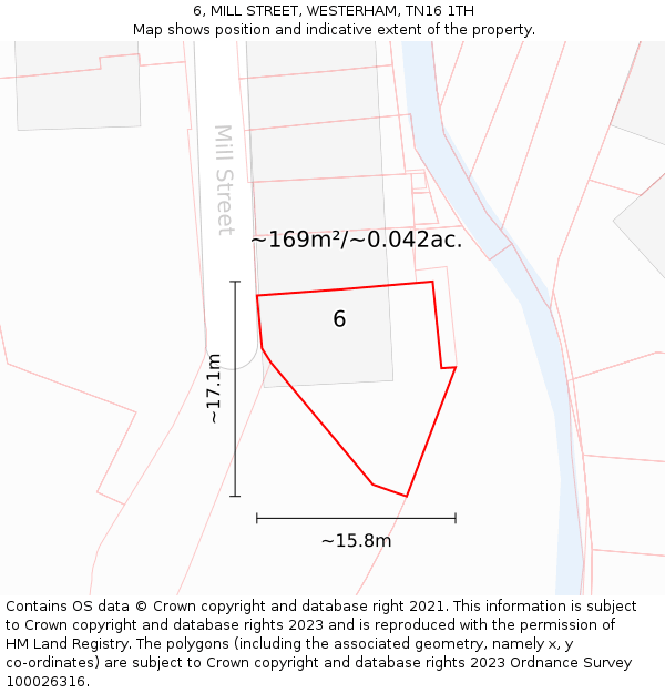 6, MILL STREET, WESTERHAM, TN16 1TH: Plot and title map
