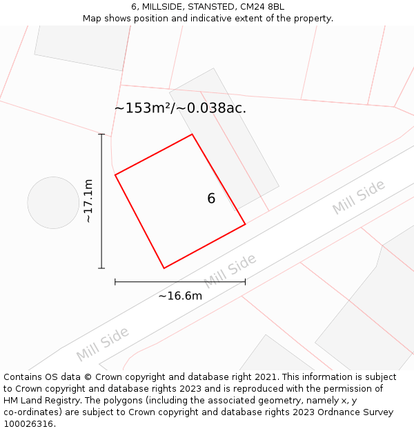 6, MILLSIDE, STANSTED, CM24 8BL: Plot and title map
