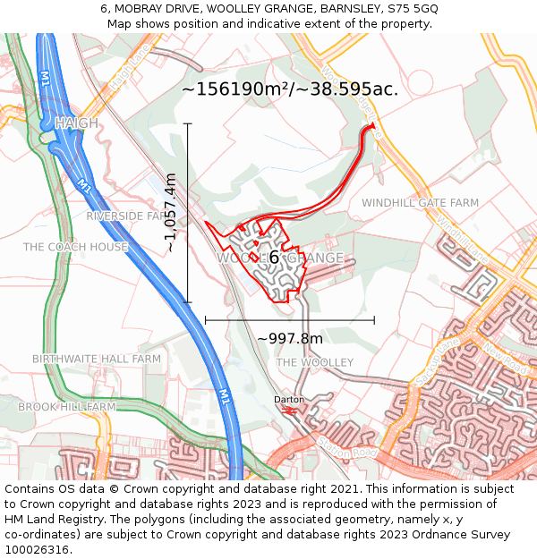 6, MOBRAY DRIVE, WOOLLEY GRANGE, BARNSLEY, S75 5GQ: Plot and title map