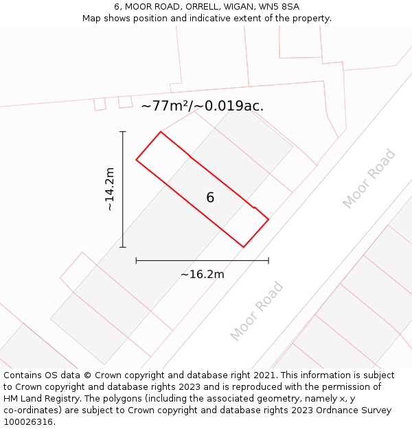6, MOOR ROAD, ORRELL, WIGAN, WN5 8SA: Plot and title map