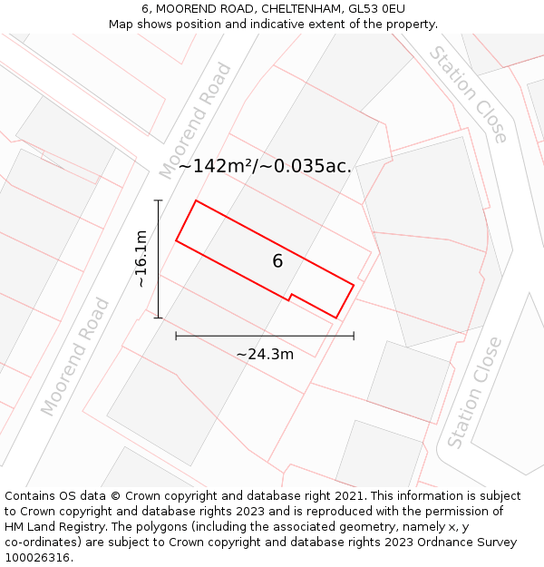 6, MOOREND ROAD, CHELTENHAM, GL53 0EU: Plot and title map