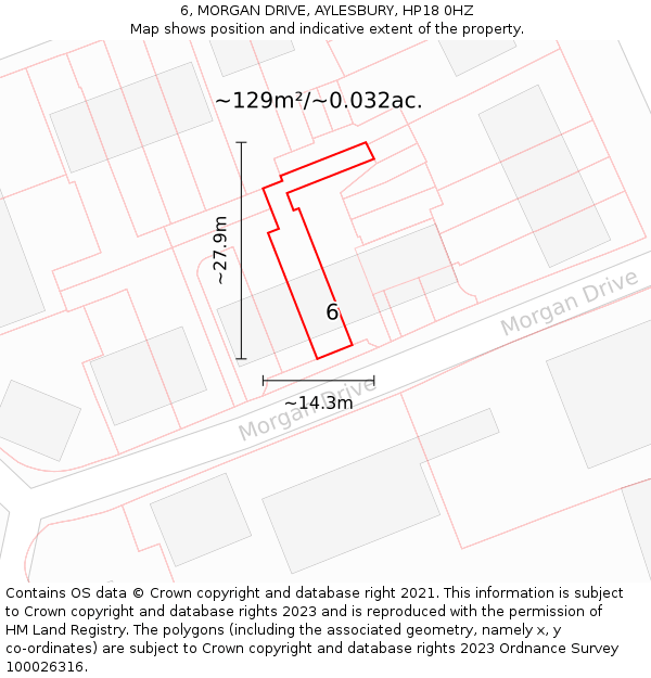 6, MORGAN DRIVE, AYLESBURY, HP18 0HZ: Plot and title map