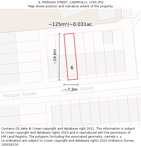 6, MORGAN STREET, CAERPHILLY, CF83 3FQ: Plot and title map
