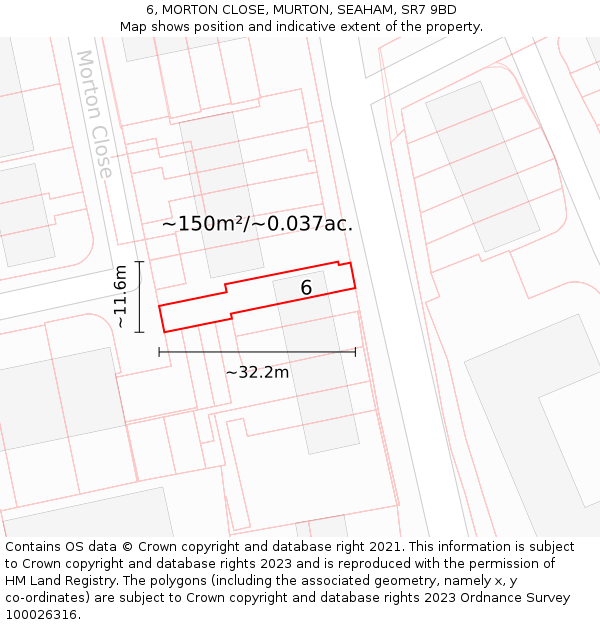 6, MORTON CLOSE, MURTON, SEAHAM, SR7 9BD: Plot and title map