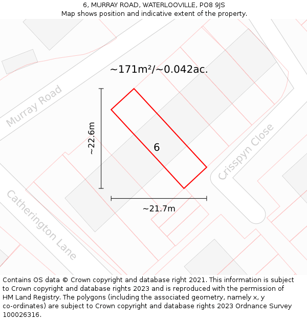 6, MURRAY ROAD, WATERLOOVILLE, PO8 9JS: Plot and title map