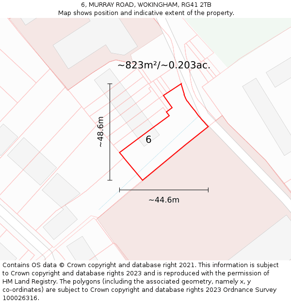 6, MURRAY ROAD, WOKINGHAM, RG41 2TB: Plot and title map