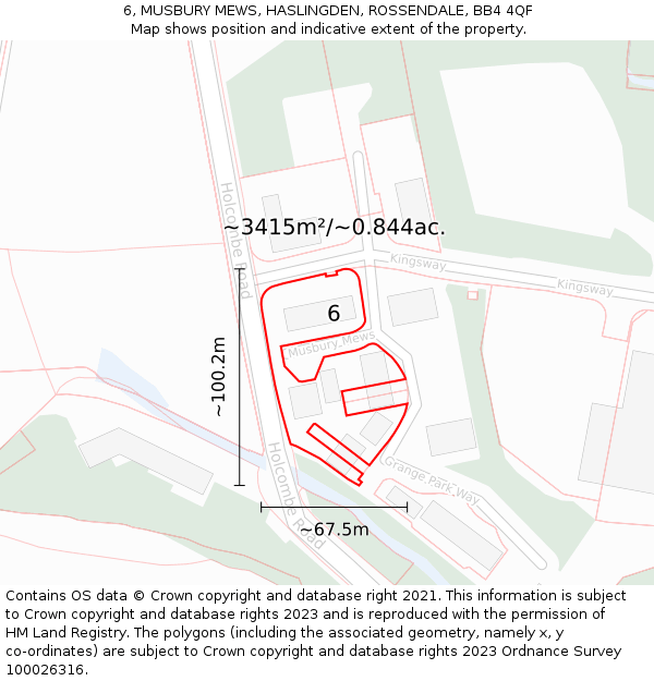 6, MUSBURY MEWS, HASLINGDEN, ROSSENDALE, BB4 4QF: Plot and title map