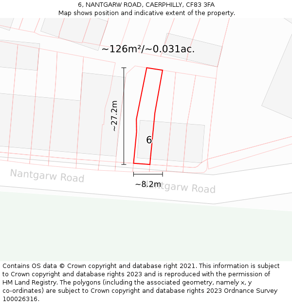 6, NANTGARW ROAD, CAERPHILLY, CF83 3FA: Plot and title map