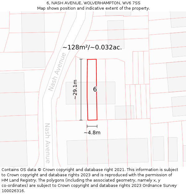 6, NASH AVENUE, WOLVERHAMPTON, WV6 7SS: Plot and title map