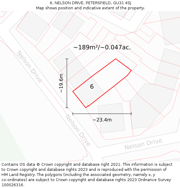 6, NELSON DRIVE, PETERSFIELD, GU31 4SJ: Plot and title map