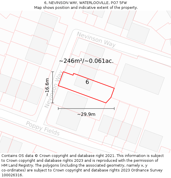 6, NEVINSON WAY, WATERLOOVILLE, PO7 5FW: Plot and title map