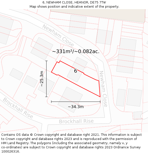6, NEWHAM CLOSE, HEANOR, DE75 7TW: Plot and title map