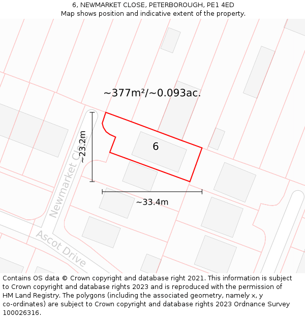 6, NEWMARKET CLOSE, PETERBOROUGH, PE1 4ED: Plot and title map