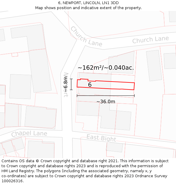 6, NEWPORT, LINCOLN, LN1 3DD: Plot and title map