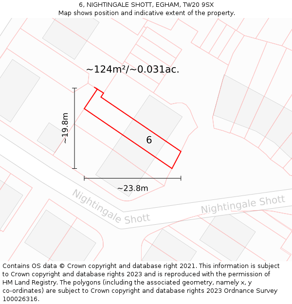 6, NIGHTINGALE SHOTT, EGHAM, TW20 9SX: Plot and title map