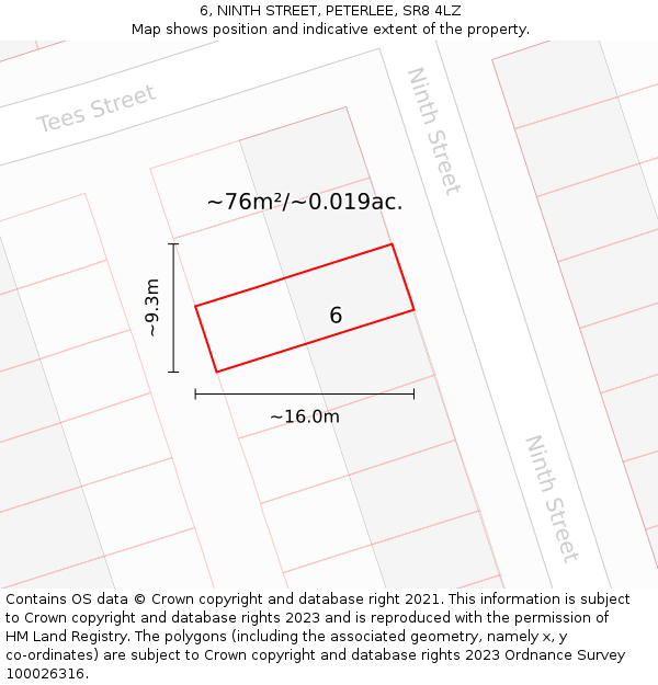 6, NINTH STREET, PETERLEE, SR8 4LZ: Plot and title map