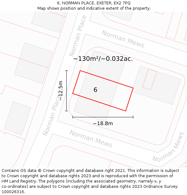 6, NORMAN PLACE, EXETER, EX2 7PQ: Plot and title map