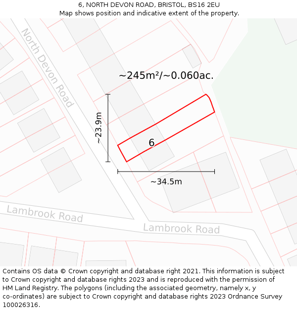6, NORTH DEVON ROAD, BRISTOL, BS16 2EU: Plot and title map