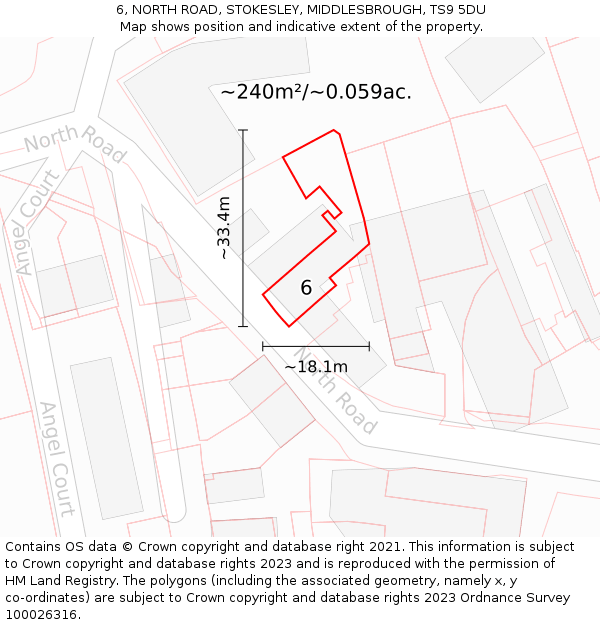 6, NORTH ROAD, STOKESLEY, MIDDLESBROUGH, TS9 5DU: Plot and title map