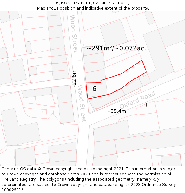 6, NORTH STREET, CALNE, SN11 0HQ: Plot and title map