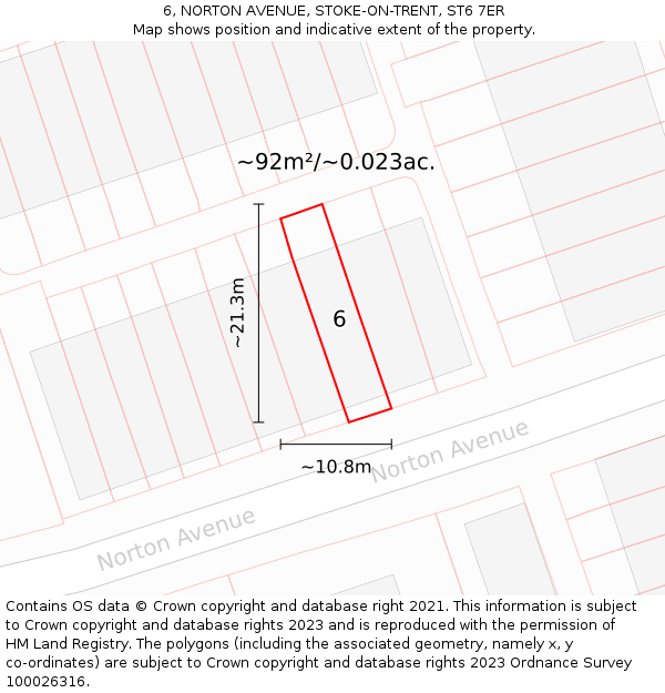6, NORTON AVENUE, STOKE-ON-TRENT, ST6 7ER: Plot and title map