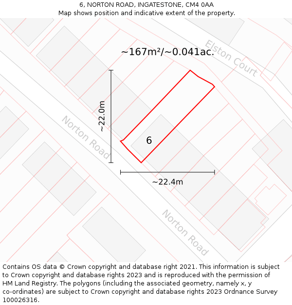 6, NORTON ROAD, INGATESTONE, CM4 0AA: Plot and title map