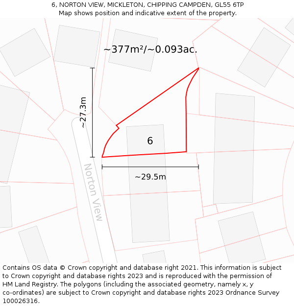 6, NORTON VIEW, MICKLETON, CHIPPING CAMPDEN, GL55 6TP: Plot and title map