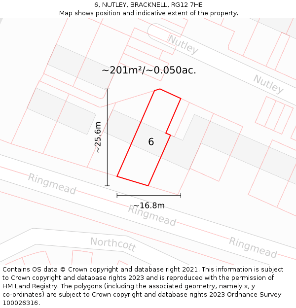 6, NUTLEY, BRACKNELL, RG12 7HE: Plot and title map