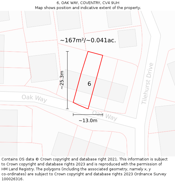 6, OAK WAY, COVENTRY, CV4 9UH: Plot and title map