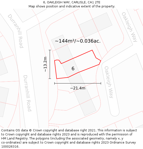 6, OAKLEIGH WAY, CARLISLE, CA1 2TE: Plot and title map