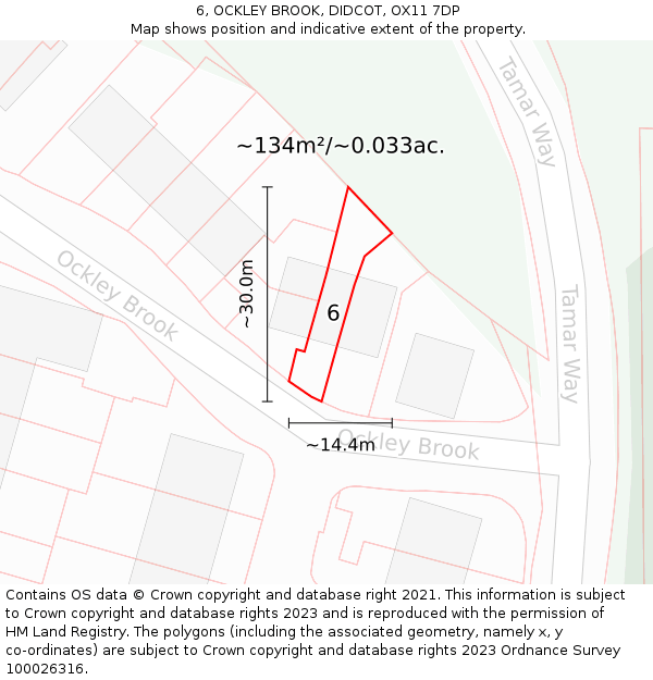 6, OCKLEY BROOK, DIDCOT, OX11 7DP: Plot and title map