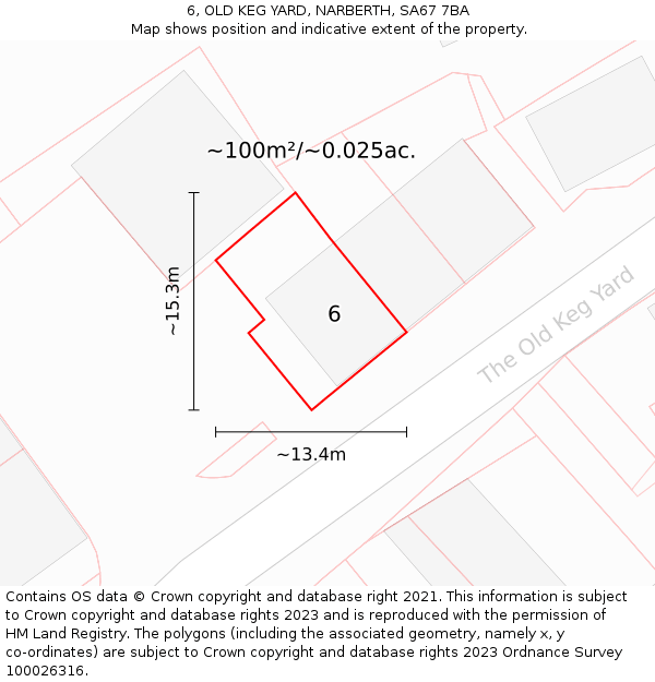 6, OLD KEG YARD, NARBERTH, SA67 7BA: Plot and title map