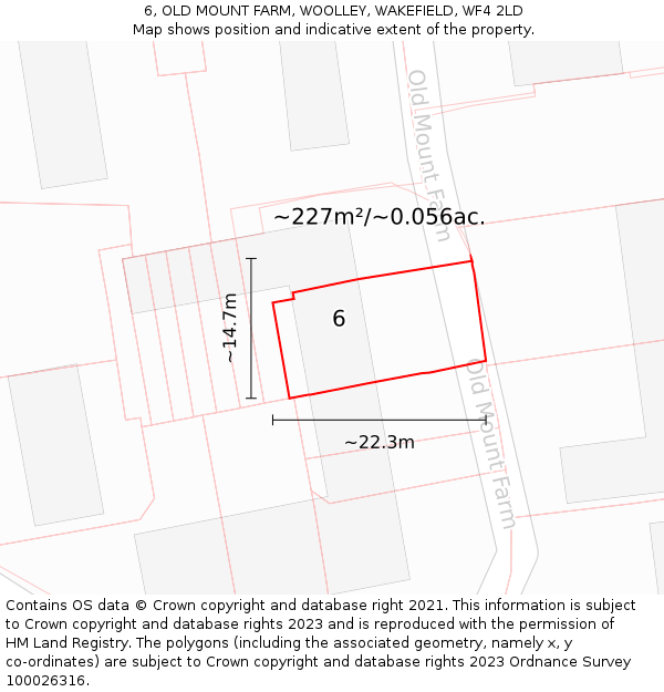 6, OLD MOUNT FARM, WOOLLEY, WAKEFIELD, WF4 2LD: Plot and title map