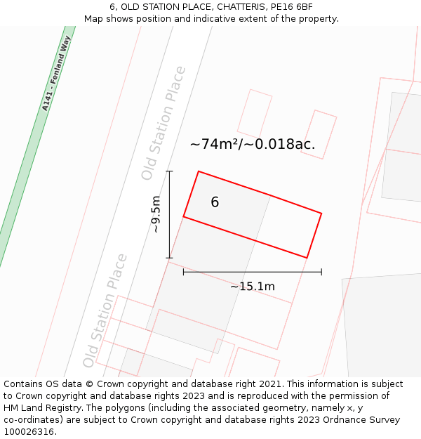 6, OLD STATION PLACE, CHATTERIS, PE16 6BF: Plot and title map