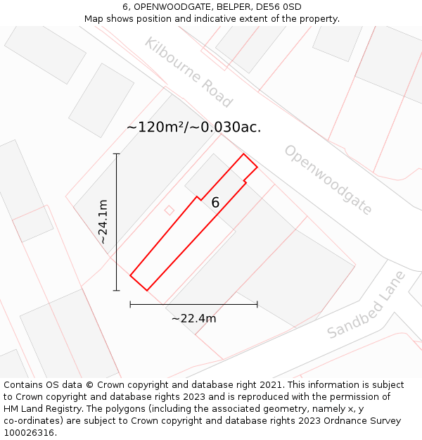 6, OPENWOODGATE, BELPER, DE56 0SD: Plot and title map