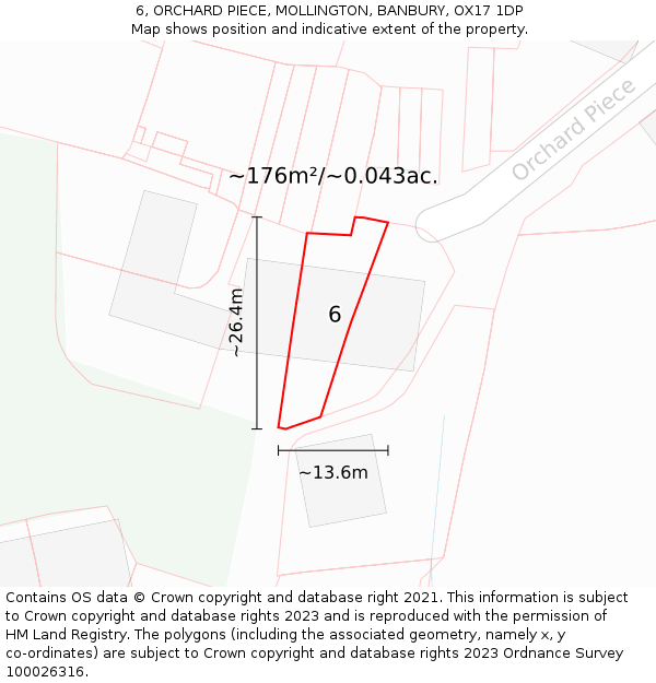 6, ORCHARD PIECE, MOLLINGTON, BANBURY, OX17 1DP: Plot and title map