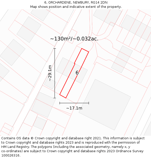 6, ORCHARDENE, NEWBURY, RG14 2DN: Plot and title map
