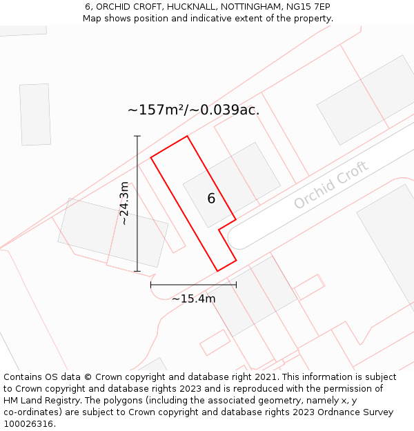 6, ORCHID CROFT, HUCKNALL, NOTTINGHAM, NG15 7EP: Plot and title map