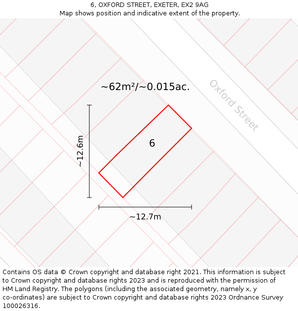 6, OXFORD STREET, EXETER, EX2 9AG: Plot and title map