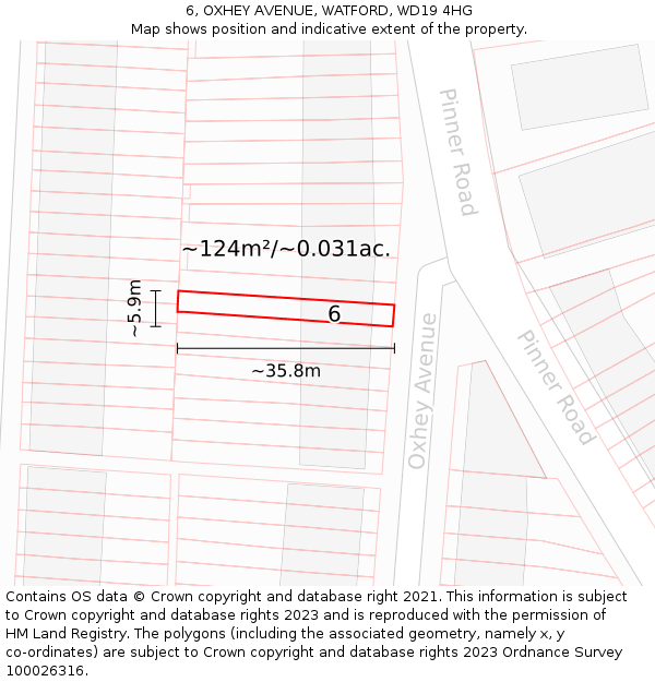 6, OXHEY AVENUE, WATFORD, WD19 4HG: Plot and title map