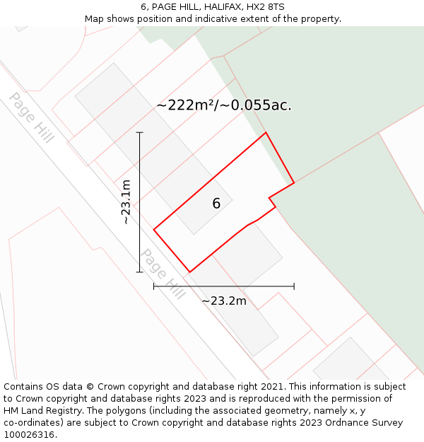 6, PAGE HILL, HALIFAX, HX2 8TS: Plot and title map