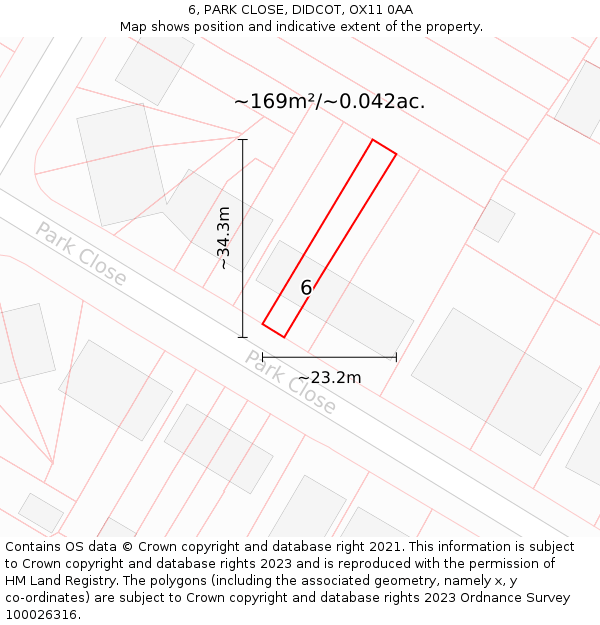 6, PARK CLOSE, DIDCOT, OX11 0AA: Plot and title map