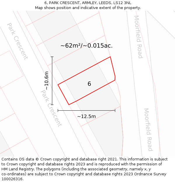 6, PARK CRESCENT, ARMLEY, LEEDS, LS12 3NL: Plot and title map