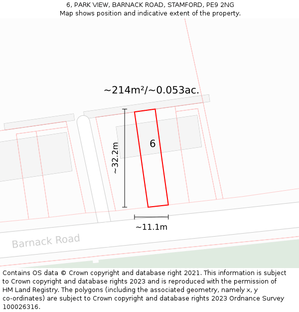 6, PARK VIEW, BARNACK ROAD, STAMFORD, PE9 2NG: Plot and title map