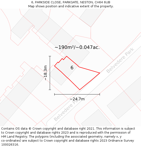 6, PARKSIDE CLOSE, PARKGATE, NESTON, CH64 6UB: Plot and title map