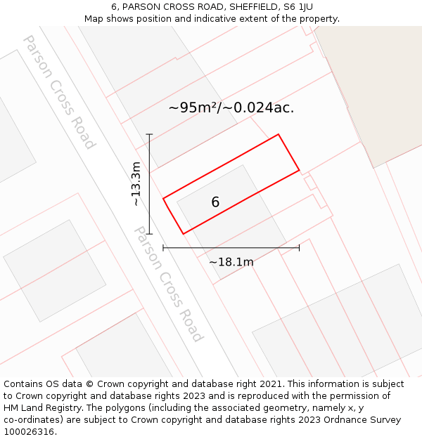 6, PARSON CROSS ROAD, SHEFFIELD, S6 1JU: Plot and title map